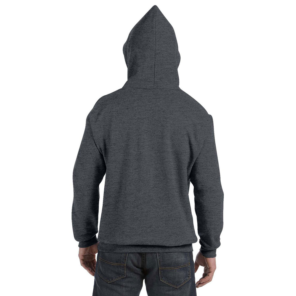 Hanes Men's Charcoal Heather 7.8 oz. EcoSmart 50/50 Pullover Hood