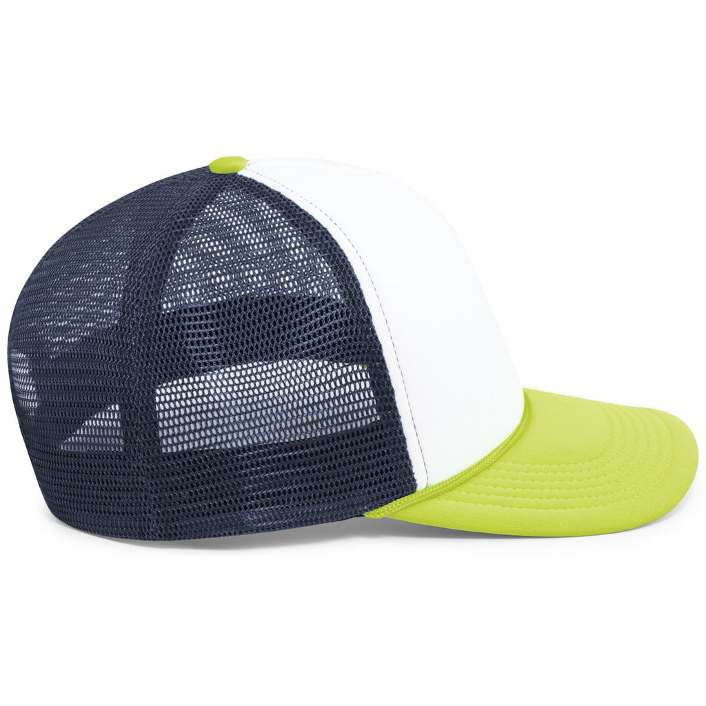 Pacific Headwear White/Navy/Chartruese Foamie Fresh Trucker Cap