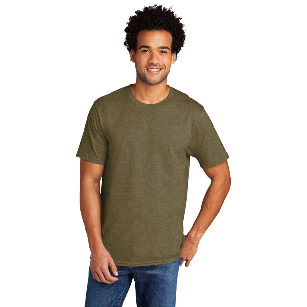 Port & Company Men's Coyote Brown Heather Tri-Blend Tee