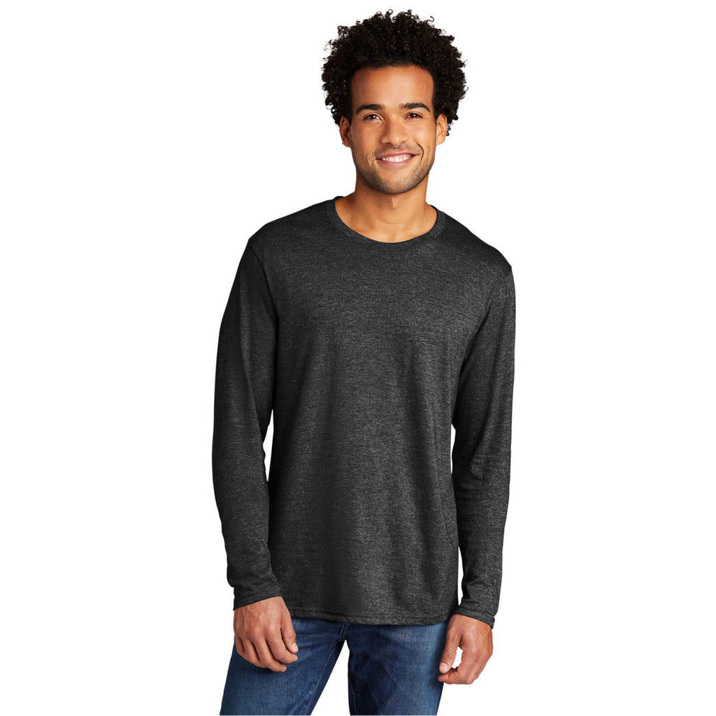 Port & Company Men's Black Heather Tri-Blend Long Sleeve Tee