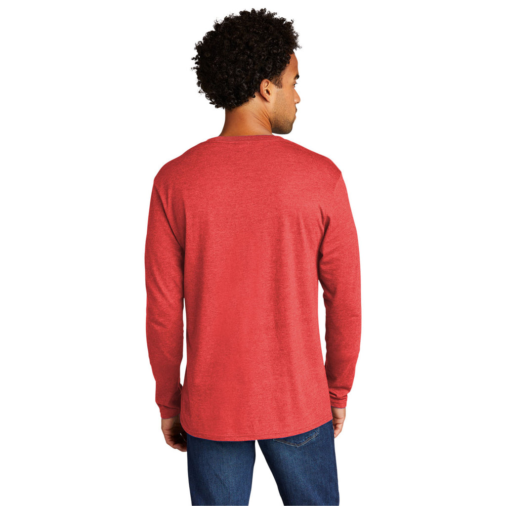 Port & Company Men's Bright Red Heather Tri-Blend Long Sleeve Tee