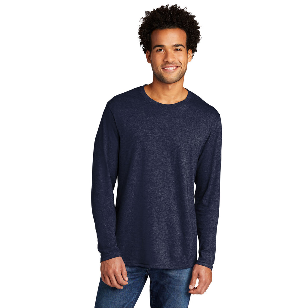 Port & Company Men's Team Navy Heather Tri-Blend Long Sleeve Tee