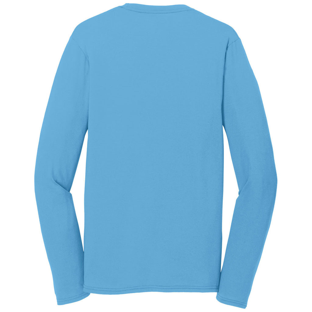 Port & Company Men's Aquatic Blue Long Sleeve Performance Blend Tee