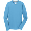 Port & Company Men's Aquatic Blue Long Sleeve Performance Blend Tee