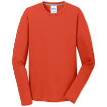 Port & Company Men's Orange Long Sleeve Performance Blend Tee