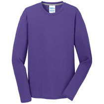 Port & Company Men's Purple Long Sleeve Performance Blend Tee