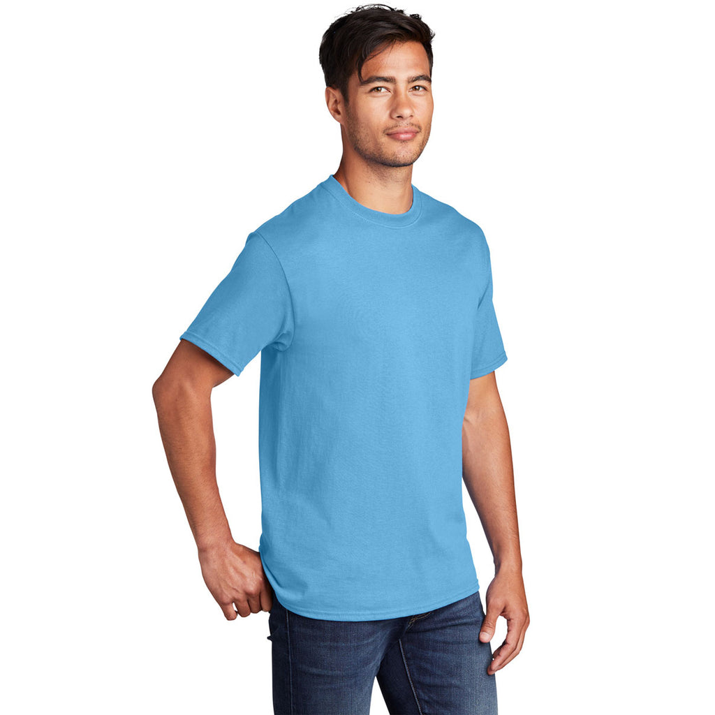 Port & Company Men's Aquatic Blue Core Cotton DTG Tee