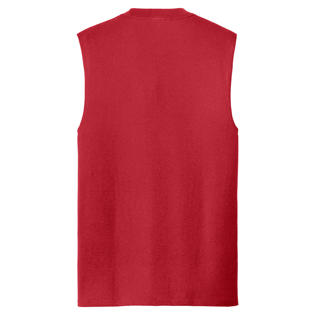 Port & Company Men's Red Core Cotton Sleeveless Tee