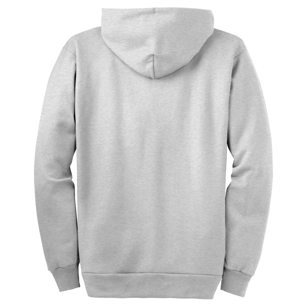 Port & Company Ash Grey Ultimate Full Zip Hooded Sweatshirt