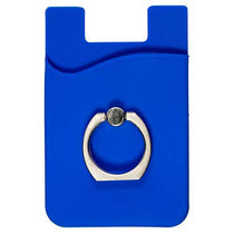 Primeline Blue Silicone Card Holder with Metal Ring Phone Stand