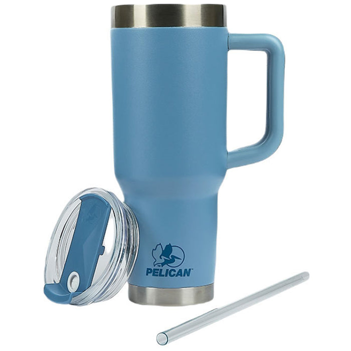 Pelican Blue Porter 40 oz. Recycled Double Wall Stainless Steel Travel Tumbler