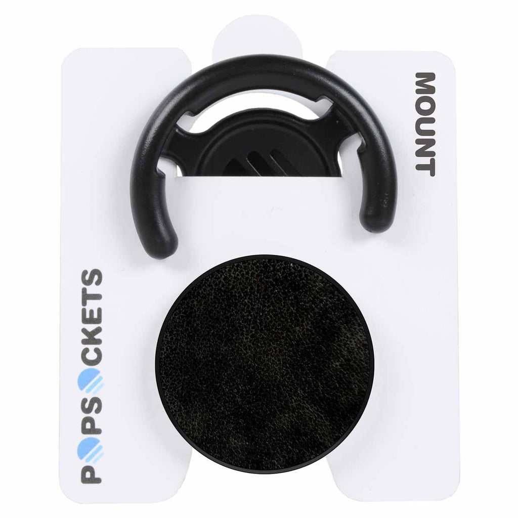 PopSockets Black Vegan Leather Grip Phone Holder with Mount