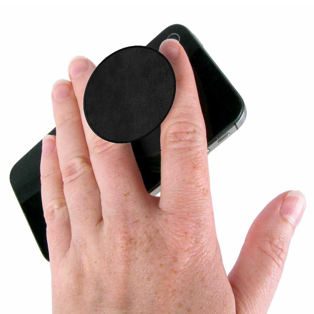 PopSockets Black Vegan Leather Grip Phone Holder with Mount