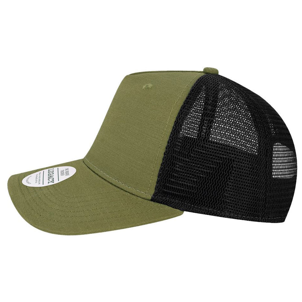 Legacy Olive Slub/Black Five-Panel Trucker Cap