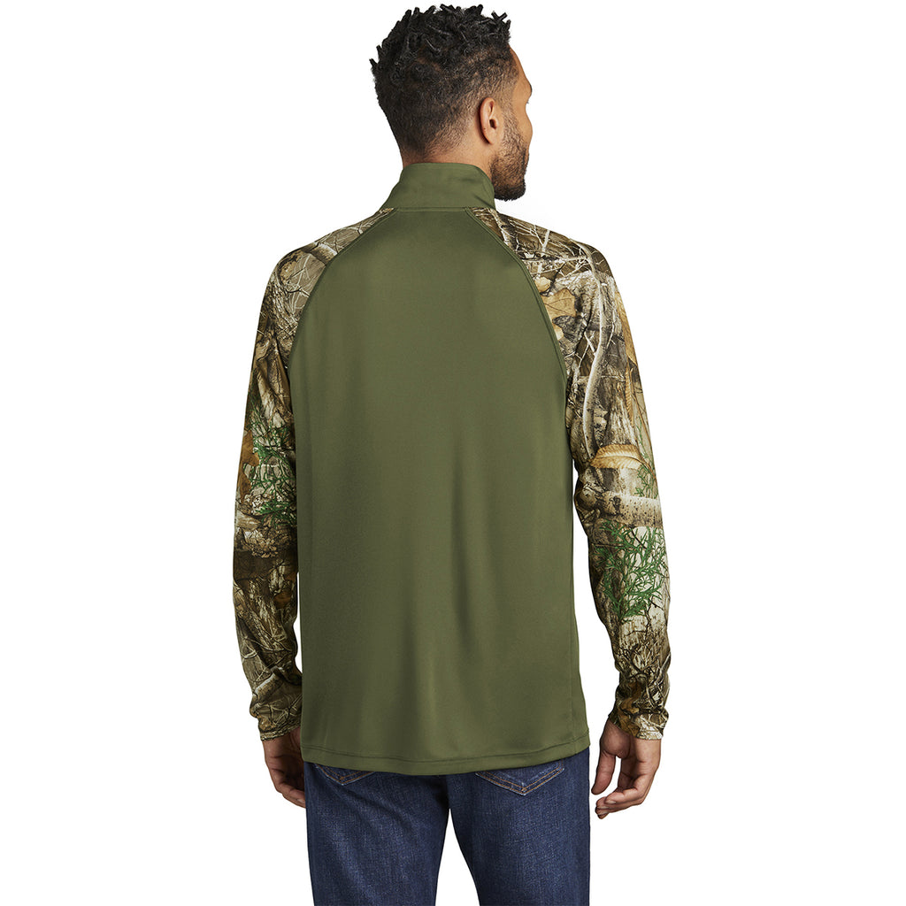 Russell Outdoors Men's Olive Drab Green/ Realtree Edge Realtree Colorblock Performance Quarter Zip