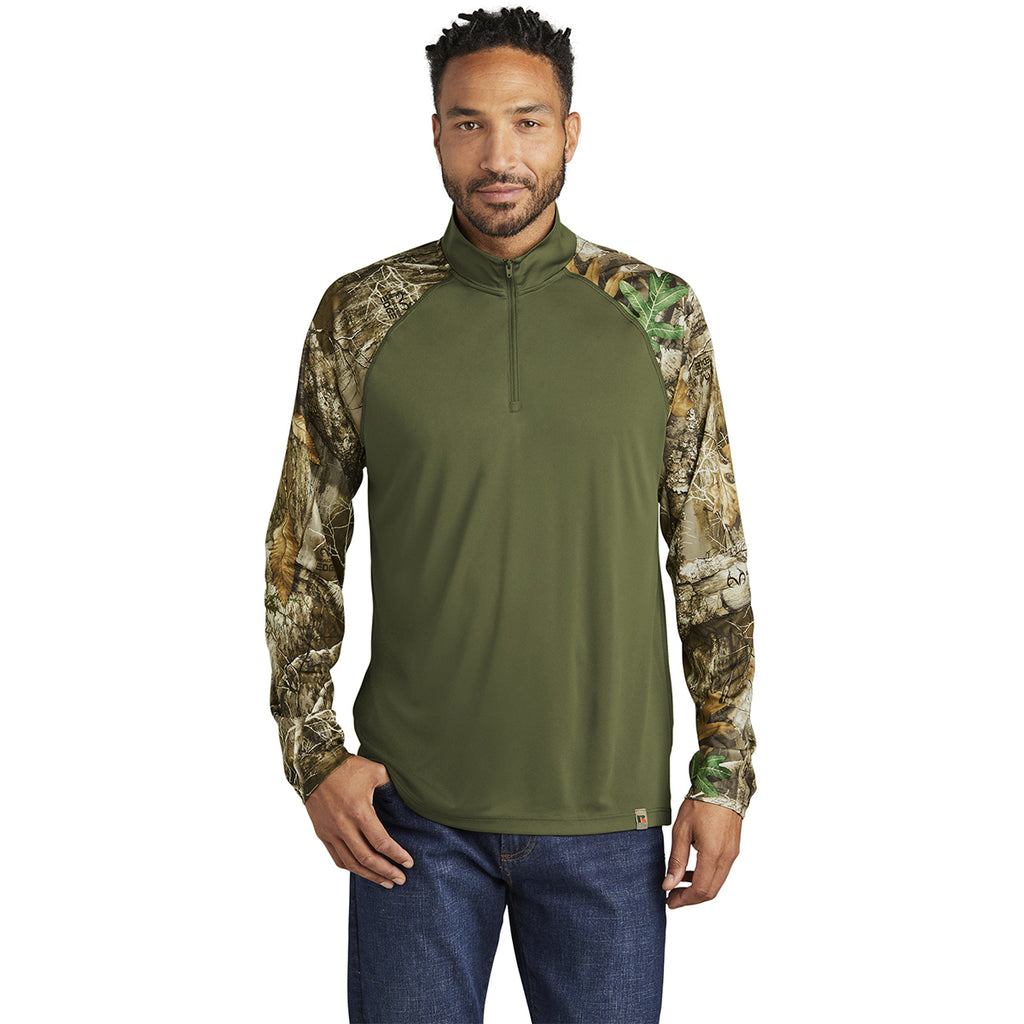 Russell Outdoors Men's Olive Drab Green/ Realtree Edge Realtree Colorblock Performance Quarter Zip