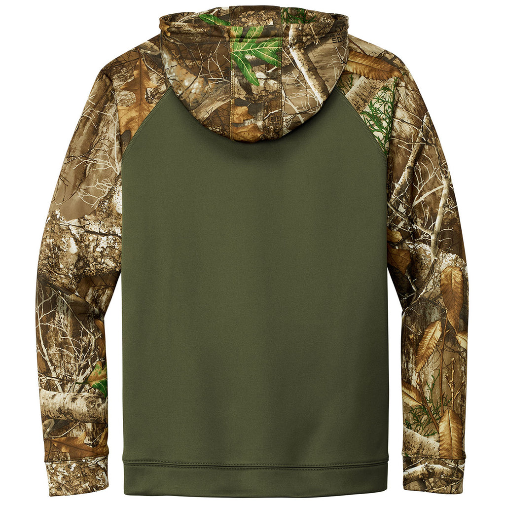 Russell Outdoors Men's Olive Drab Green/ Realtree Edge Realtree Performance Colorblock Pullover Hoodie