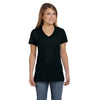 Hanes Women's Black 4.5 oz. 100% Ringspun Cotton nano-T V-Neck T-Shirt