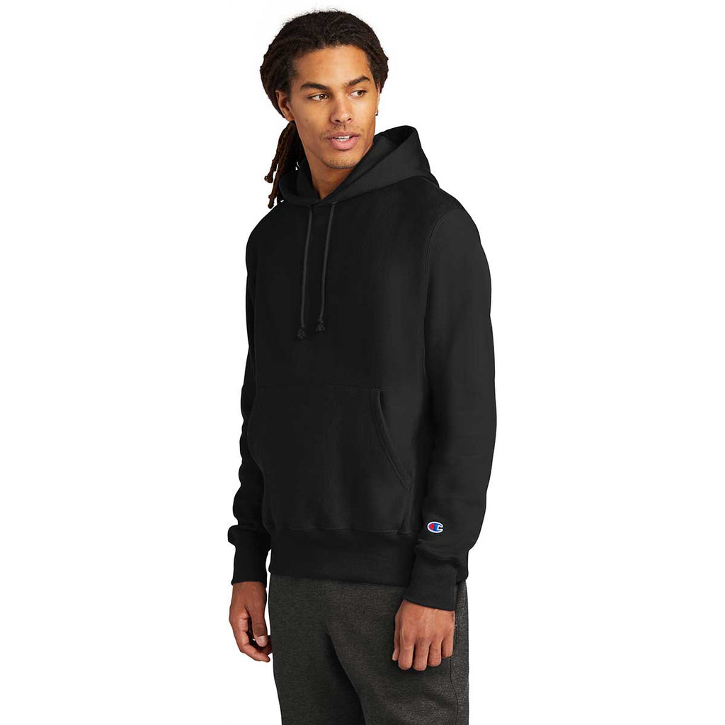 Champion Men's Black Reverse Weave Hooded Sweatshirt