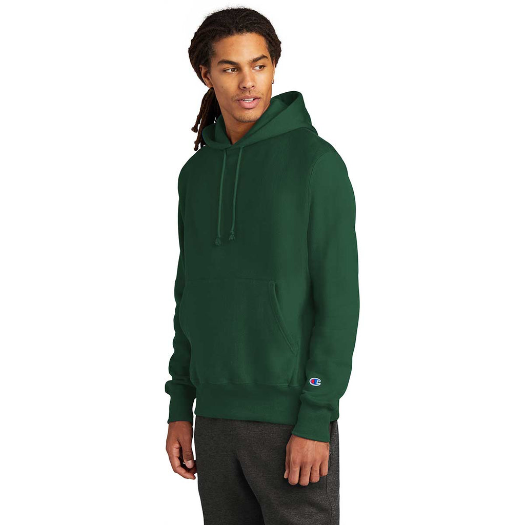 Champion Men's Dark Green Reverse Weave Hooded Sweatshirt