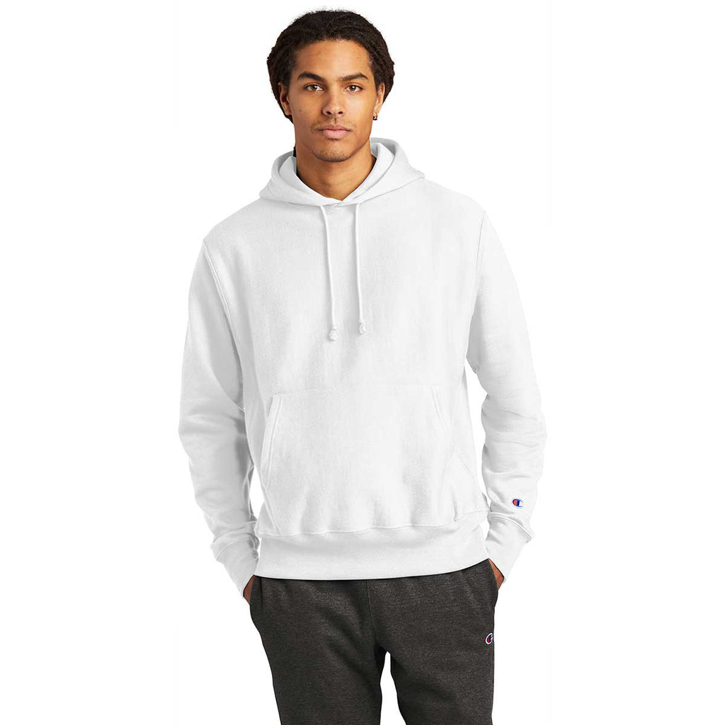 Champion Men's White Reverse Weave Hooded Sweatshirt