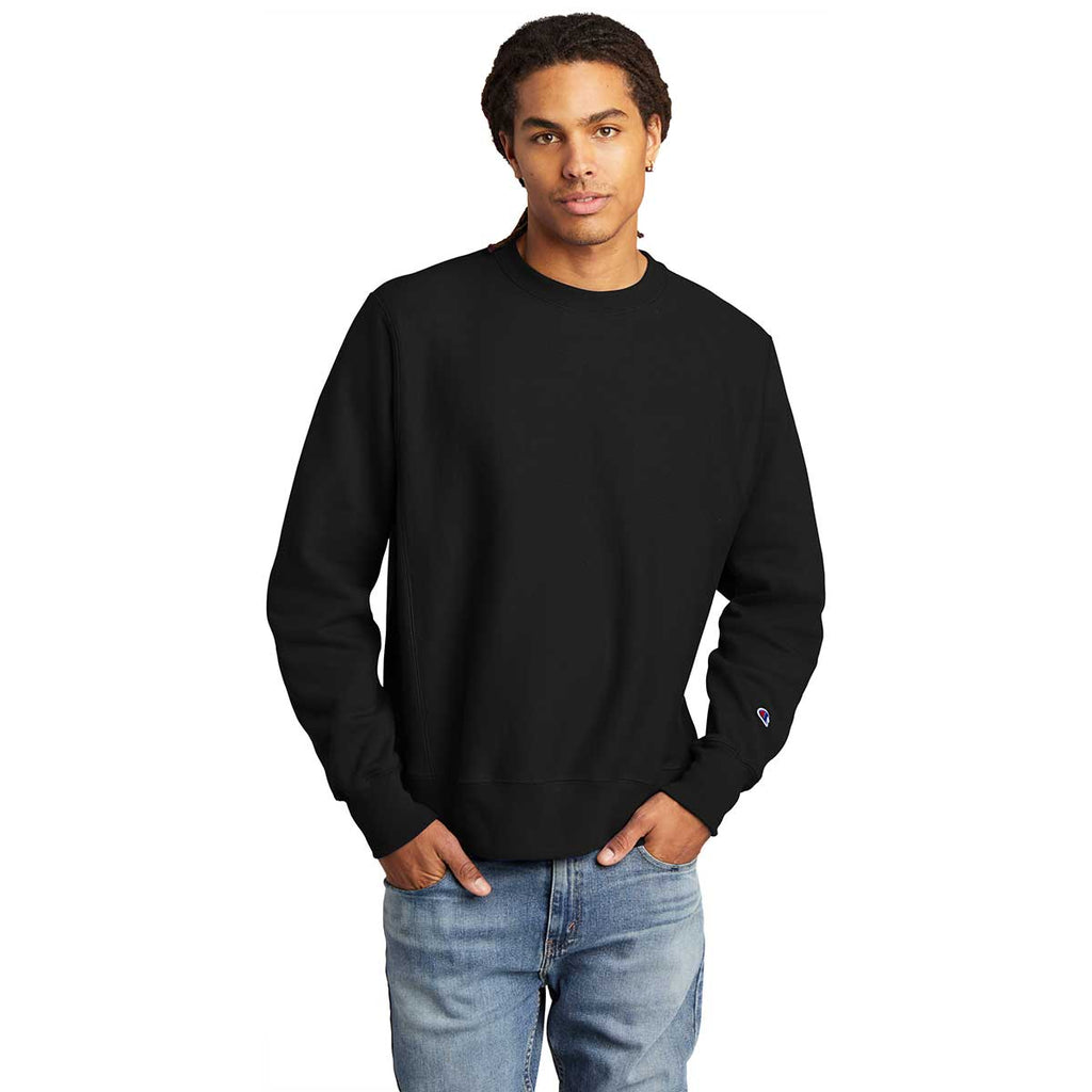 Champion Men's Black Reverse Weave Crewneck Sweatshirt