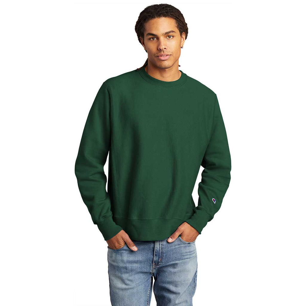 Champion Men's Dark Green Reverse Weave Crewneck Sweatshirt