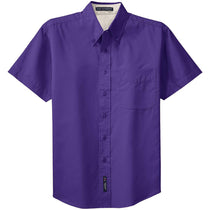 Port Authority Men's Purple/Light Stone Short Sleeve Easy Care Shirt