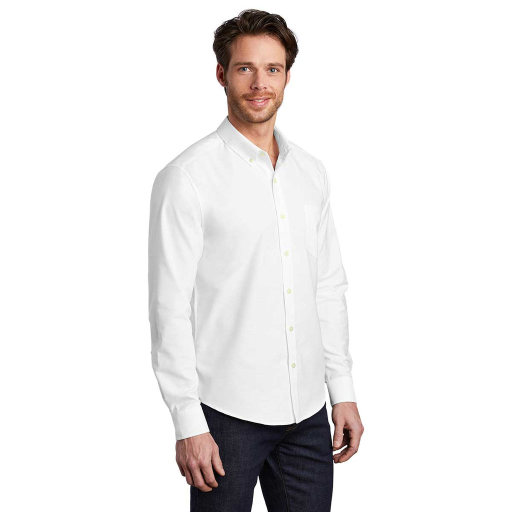 Port Authority Men's White Untucked Fit SuperPro Oxford Shirt