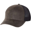 Sportsman Dark Brown/Black Faux Waxy Trucker Cap