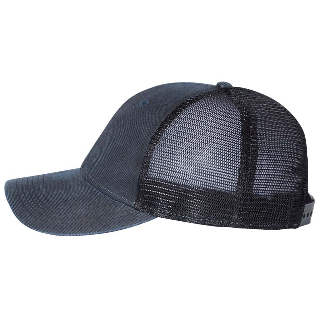 Sportsman Dark Navy/Black Faux Waxy Trucker Cap