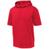 Sport-Tek Men's Deep Red Sport-Wick Fleece Short Sleeve Pullover Hoodie