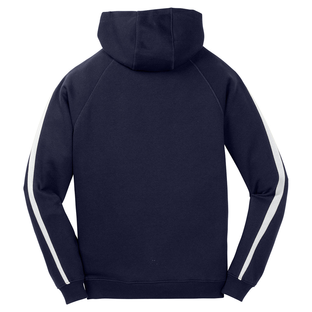 Sport-Tek Men's True Navy/ White Sleeve Stripe Pullover Hooded Sweatshirt