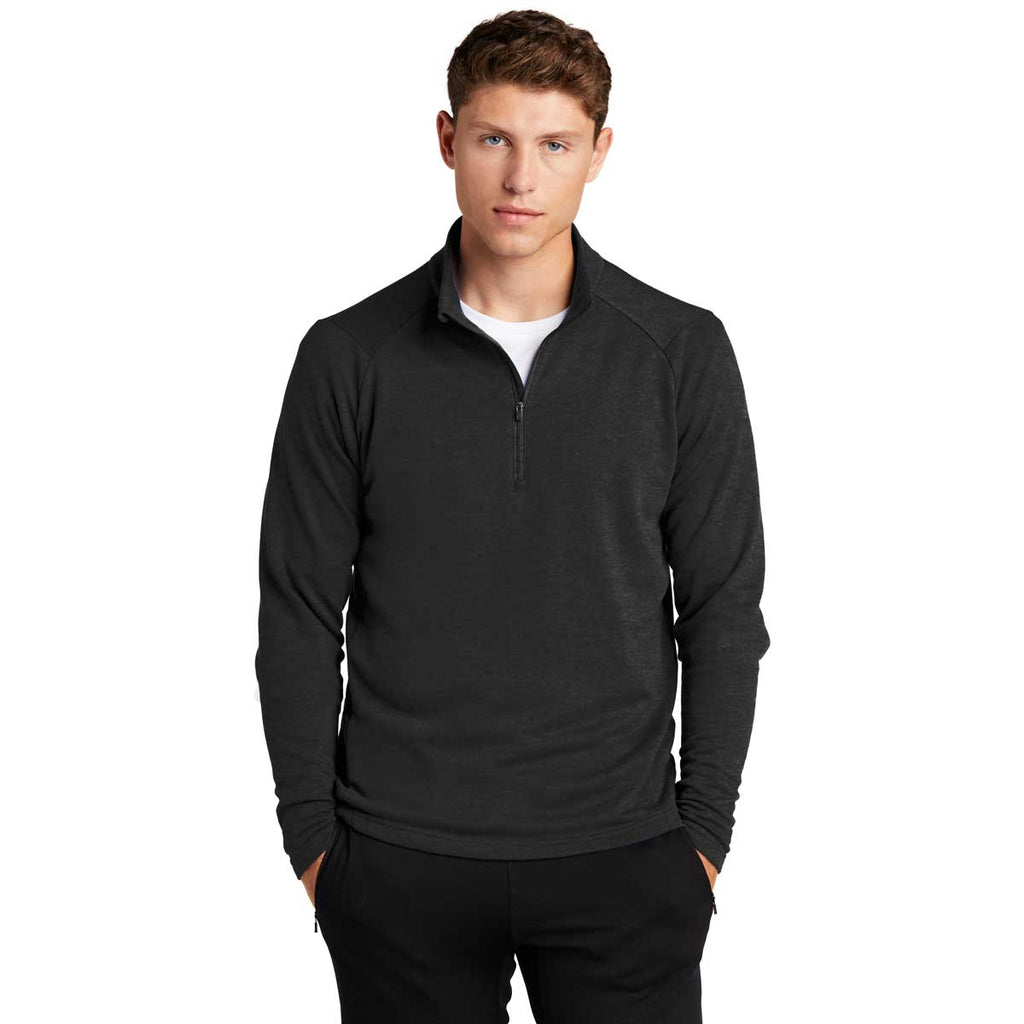 Sport-Tek Men's Heather Black Lightweight French Terry Quarter Zip Pullover