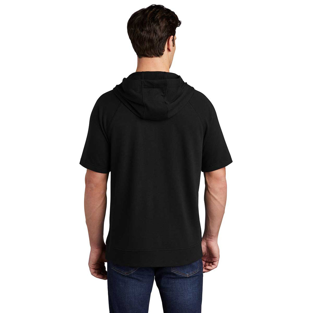 Sport-Tek Men's Black Triad Solid PosiCharge Tri-Blend Wicking Fleece Short Sleeve Hoodie