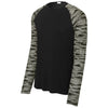 Sport-Tek Men's Black Drift Camo Colorblock Long Sleeve Tee