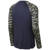 Sport-Tek Men's True Navy Drift Camo Colorblock Long Sleeve Tee