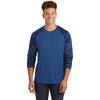 Sport-Tek Men's True Royal Drift Camo Colorblock Long Sleeve Tee