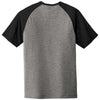 Sport-Tek Men's Black Triad Solid/Dark Grey Heather PosiCharge Tri-Blend Wicking Raglan Tee