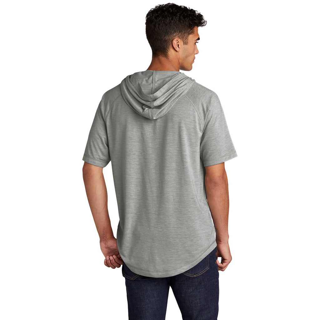 Sport-Tek Men's Light Grey Heather Posicharge Tri-Blend Wicking Short Sleeve Hoodie