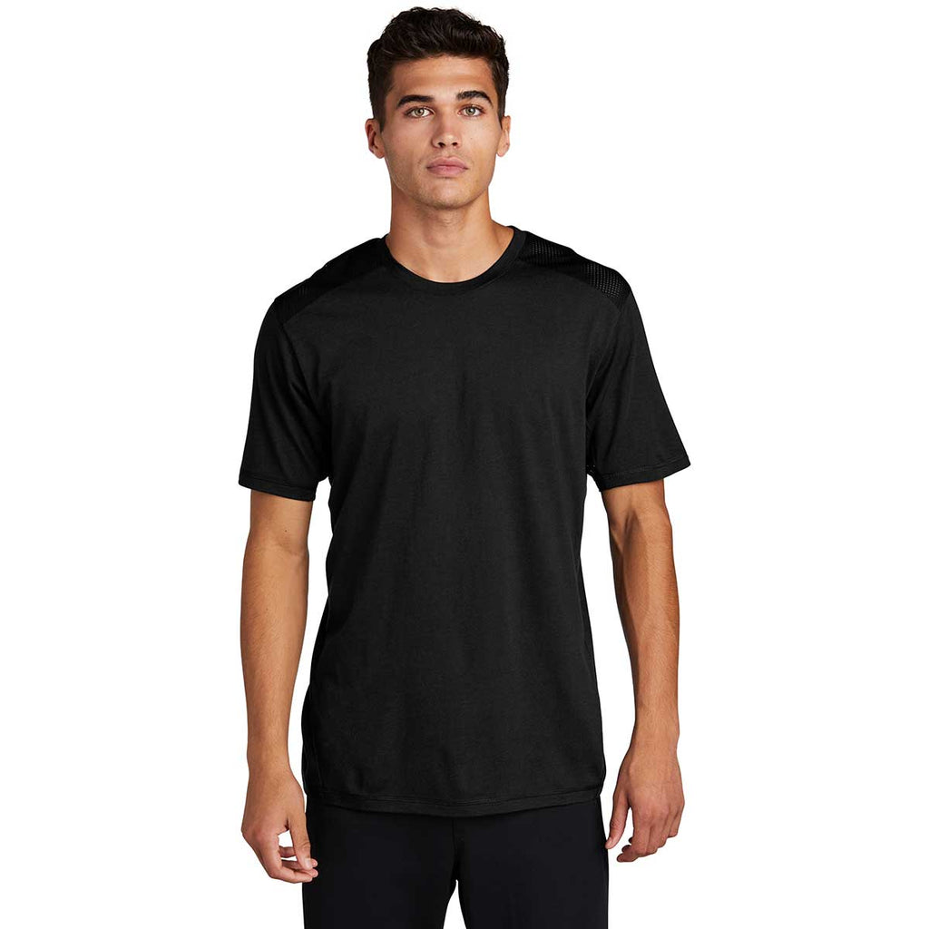 Sport-Tek Men's Black/Black Triad Solid PosiCharge Tri-Blend Wicking Draft Tee