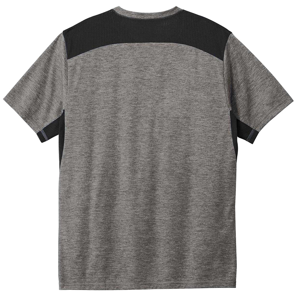 Sport-Tek Men's Black/Dark Grey Heather PosiCharge Tri-Blend Wicking Draft Tee