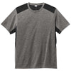 Sport-Tek Men's Black/Dark Grey Heather PosiCharge Tri-Blend Wicking Draft Tee