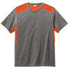 Sport-Tek Men's Deep Orange/Dark Grey Heather PosiCharge Tri-Blend Wicking Draft Tee