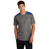 Sport-Tek Men's True Royal/Dark Grey Heather PosiCharge Tri-Blend Wicking Draft Tee