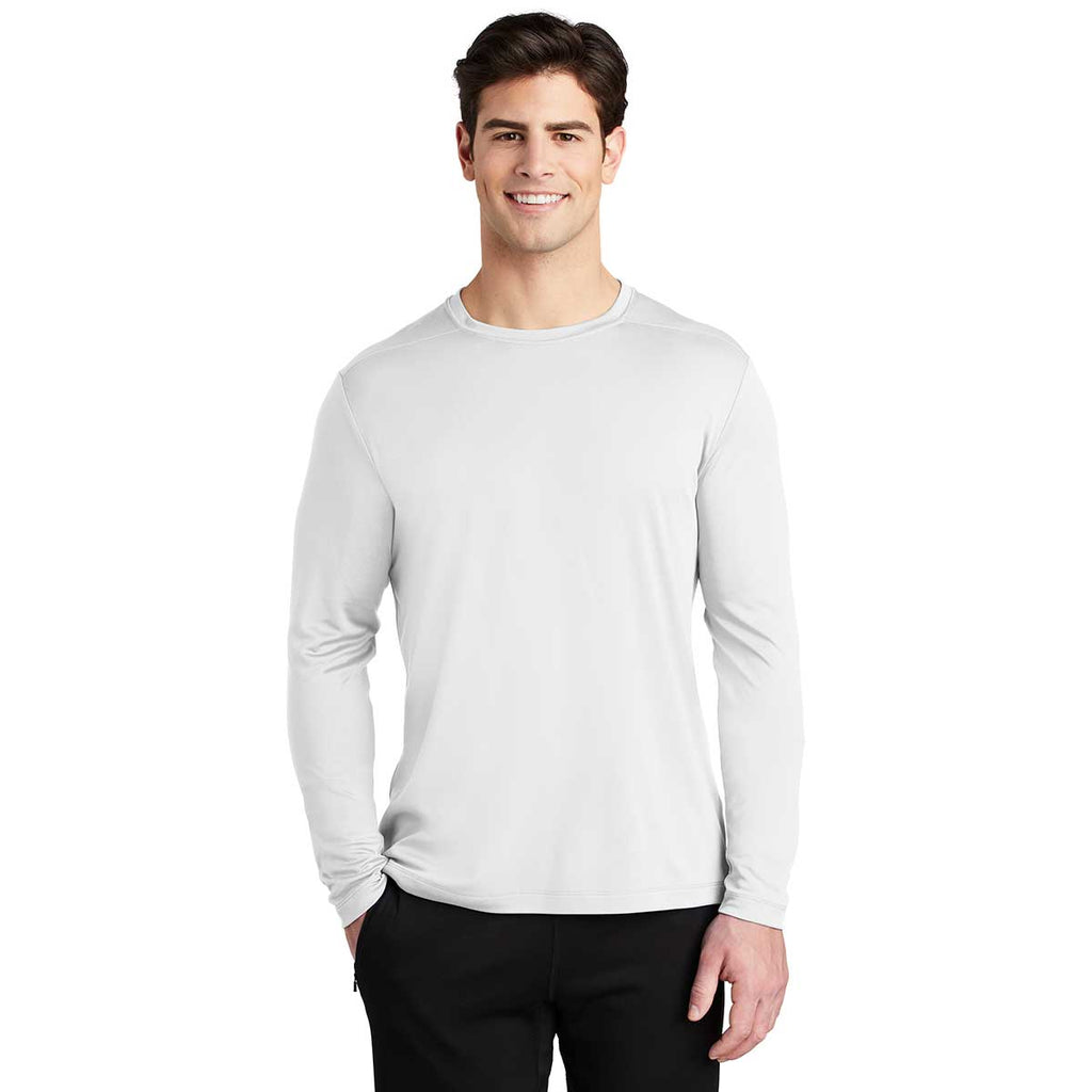 Sport-Tek Men's White Posi-UV Pro Long Sleeve Tee