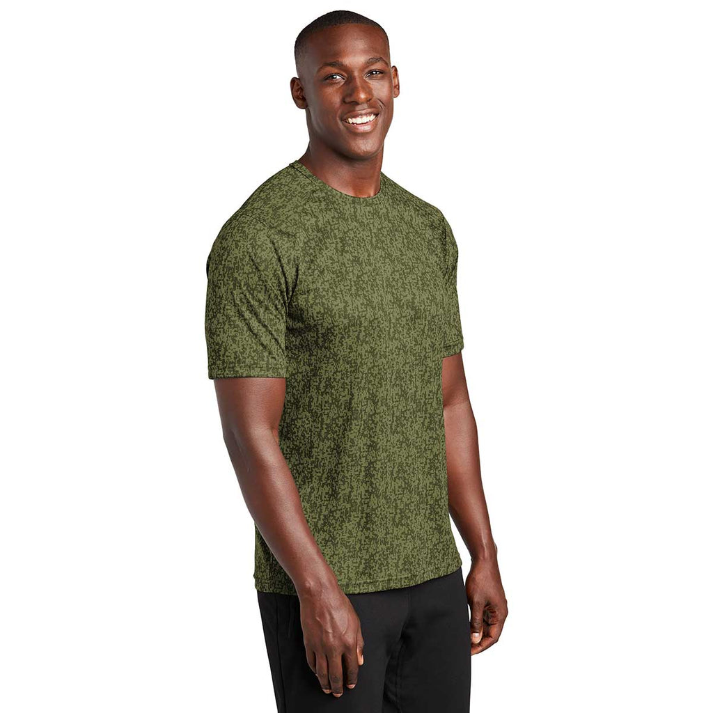 Sport-Tek Men's Olive Drab Green PosiCharge Digi Camo Short Sleeve Tee