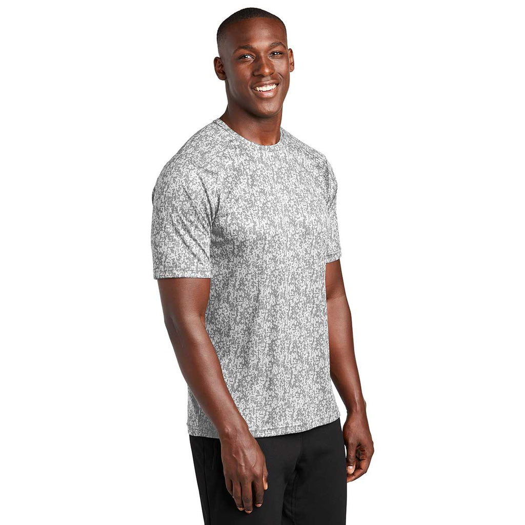 Sport-Tek Men's White PosiCharge Digi Camo Short Sleeve Tee