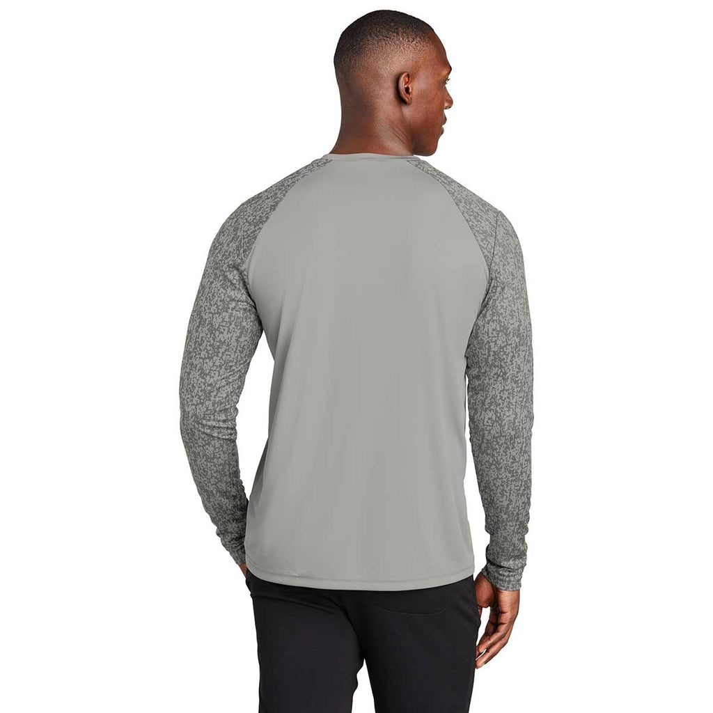 Sport-Tek Men's Grey Concrete PosiCharge Digi Camo Long Sleeve Tee