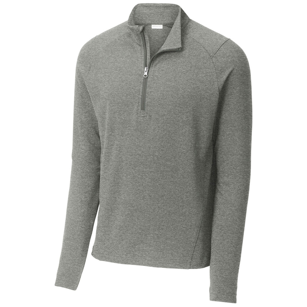 Sport-Tek Men's Light Grey Heather Sport-Wick Flex Fleece 1/4-Zip